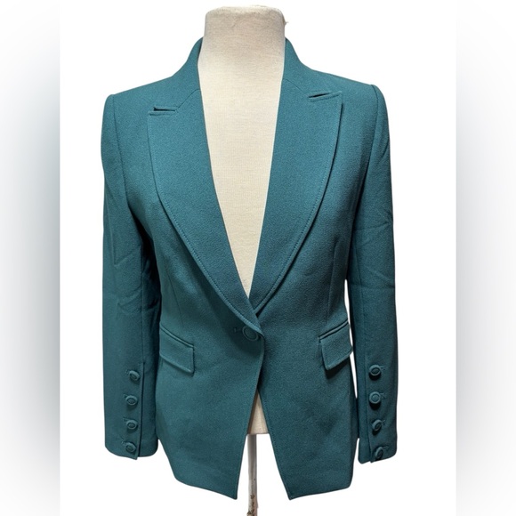 Tahari Green Blazer with Notched Lapel and Fitted Silhouette - Picture 1 of 7